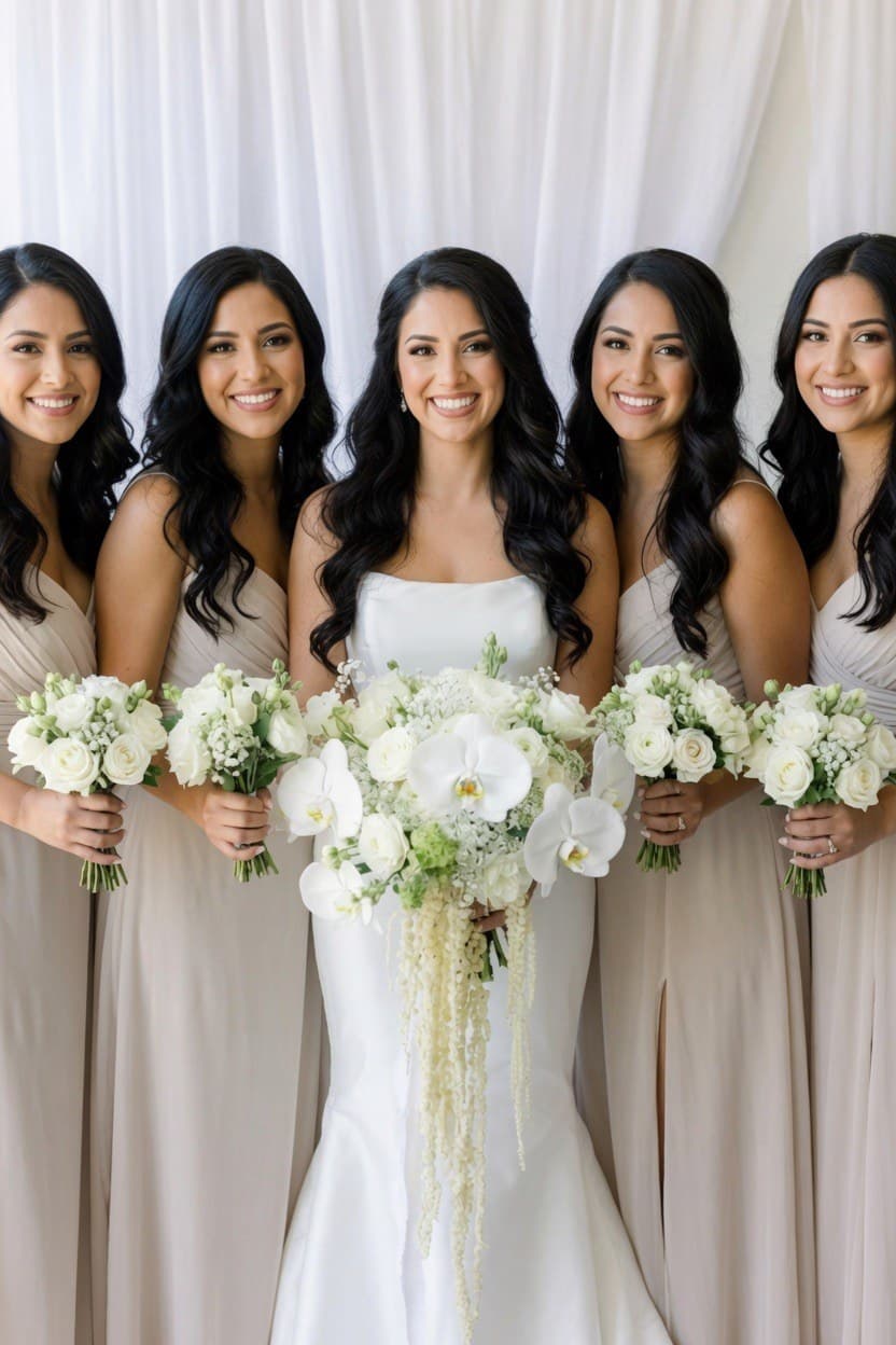 Bridesmaids in All-White — Day Dream Affairs bridal party florals